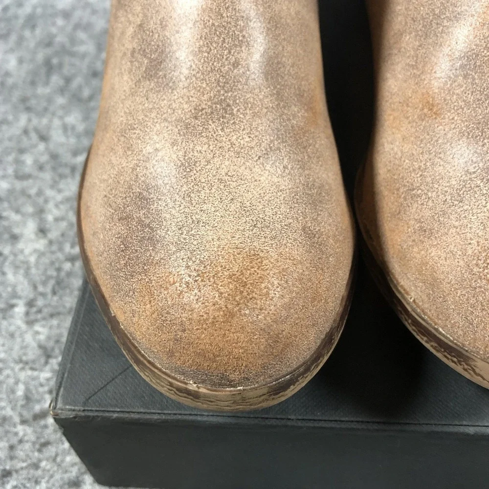 Minnetonka Womens 8‎ Brown Leather Studded Ankle Boots Zip Block Heel
